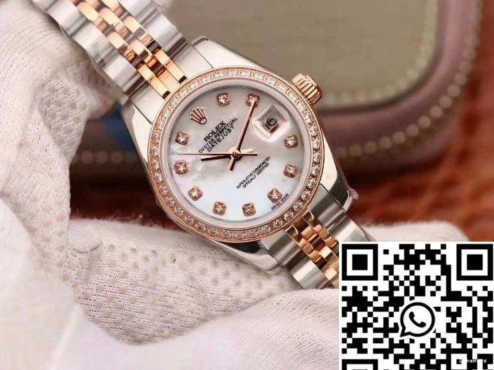 Rolex 28MM Enamel Dial Lady Two Bracelet Datejust Tone 0401